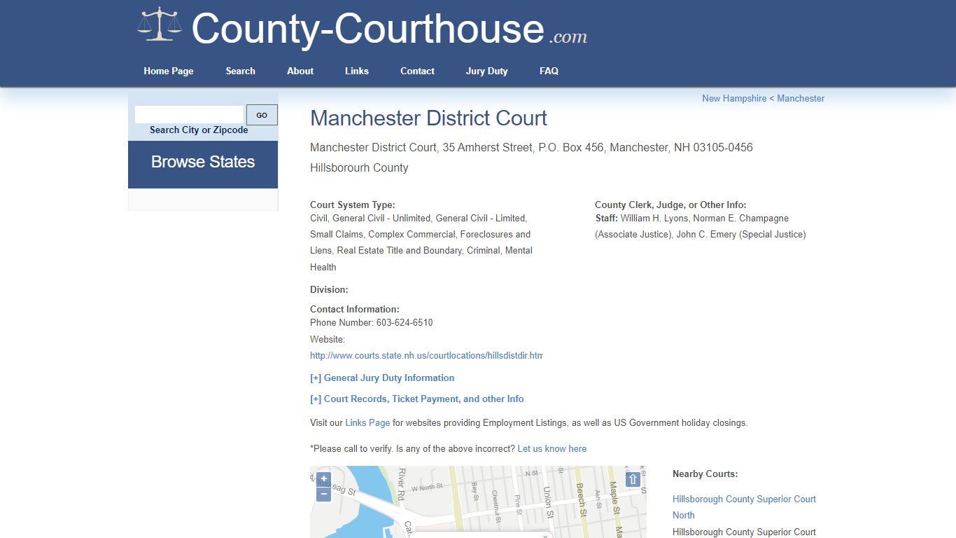 Manchester District Court in Manchester, NH - Court Information