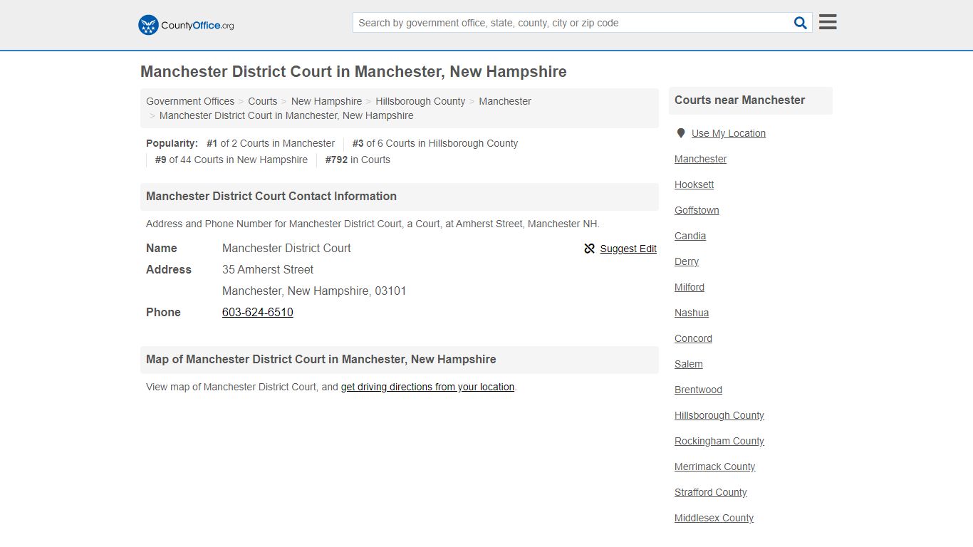 Manchester District Court - Manchester, NH (Address and Phone)